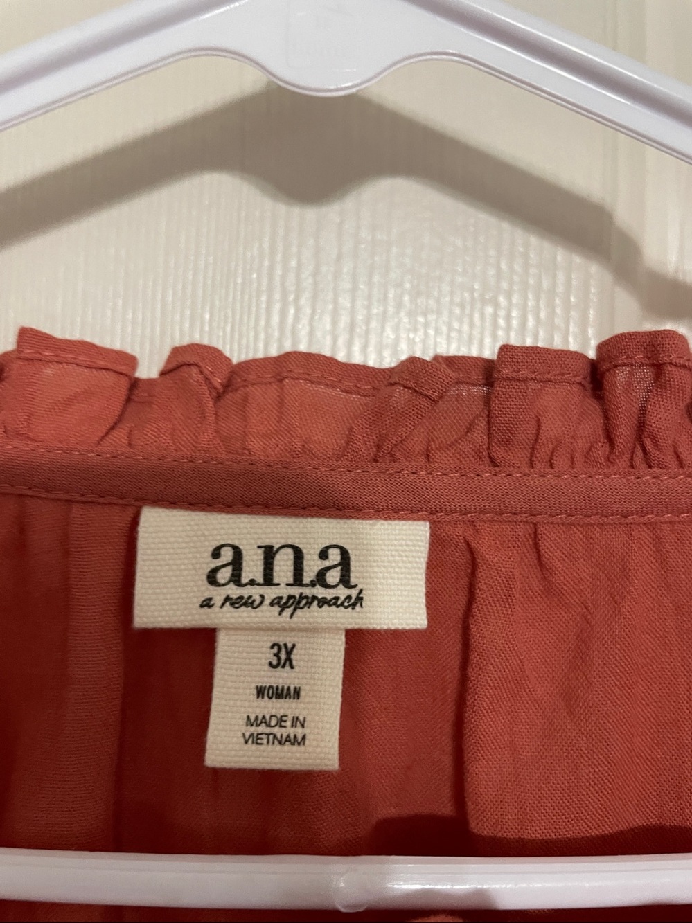 a.n.a Rust Ruffle Henley Blouse - Picture 2 of 4